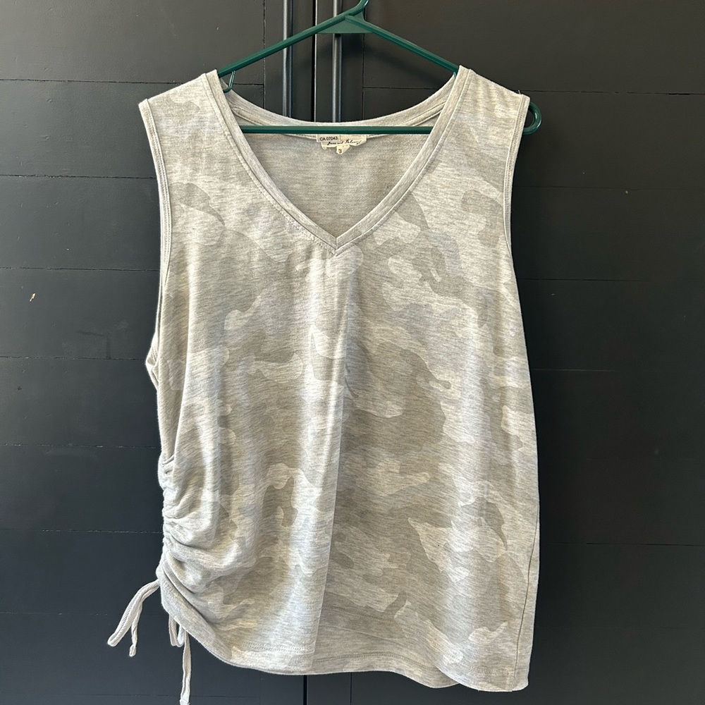 Jane and Delancey Light Gray Camo Tank Top